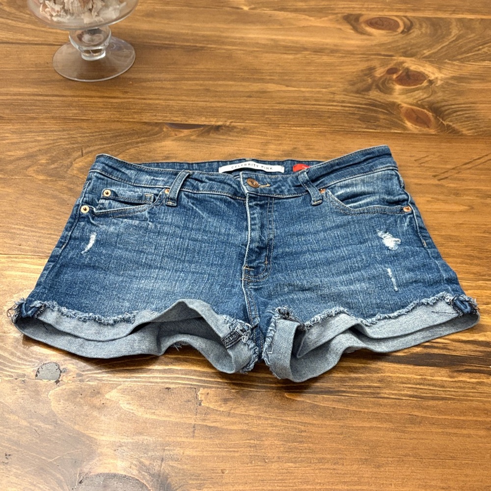 Celebrity Pink Distressed Blue Jean Shorts